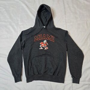 Champion University of Miami Hurricanes Hoodie Charcoal Gray Mens Large pullover